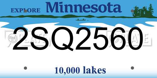 2SQ2560 Minnesota License Plate