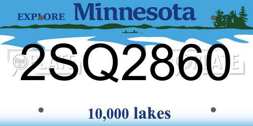 2SQ2860 Minnesota License Plate