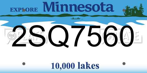 2SQ7560 Minnesota License Plate