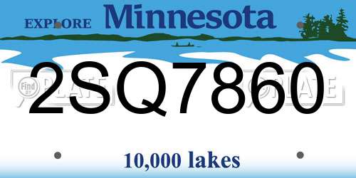 2SQ7860 Minnesota License Plate