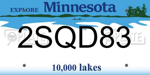 2SQD83 Minnesota License Plate