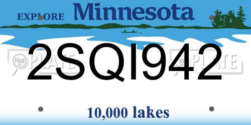 2SQI942 Minnesota License Plate