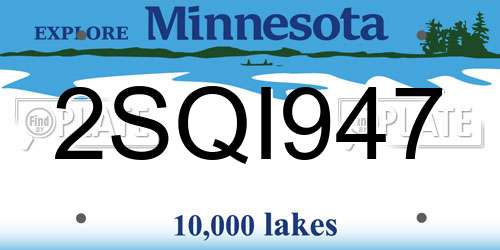 2SQI947 Minnesota License Plate