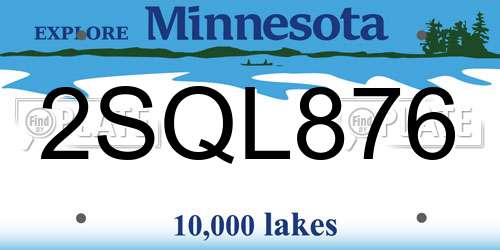 2SQL876 Minnesota License Plate