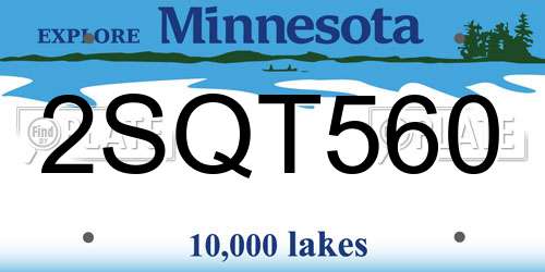 2SQT560 Minnesota License Plate