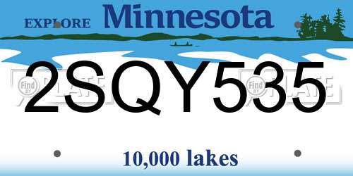 2SQY535 Minnesota License Plate