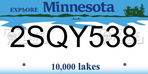 2SQY538 Minnesota License Plate