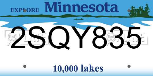 2SQY835 Minnesota License Plate