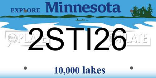 2STI26 Minnesota License Plate