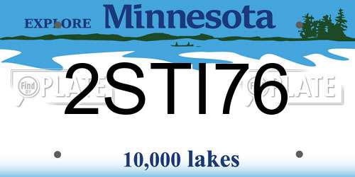 2STI76 Minnesota License Plate