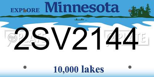 2SV2144 Minnesota License Plate