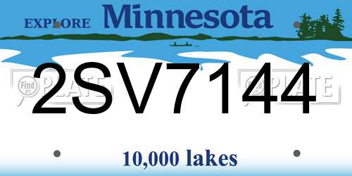 2SV7144 Minnesota License Plate