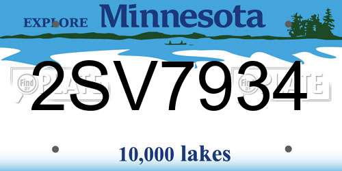 2SV7934 Minnesota License Plate