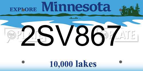 2SV867 Minnesota License Plate