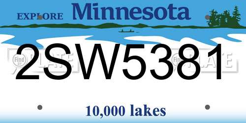 2SW5381 Minnesota License Plate