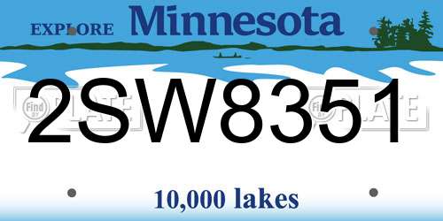 2SW8351 Minnesota License Plate