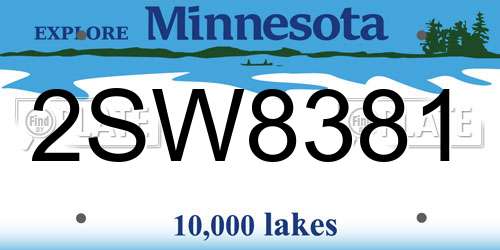 2SW8381 Minnesota License Plate
