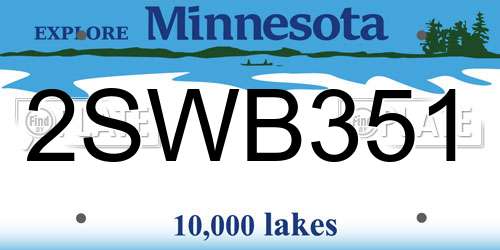 2SWB351 Minnesota License Plate