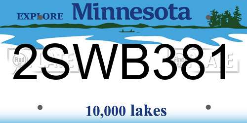 2SWB381 Minnesota License Plate