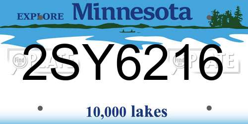 2SY6216 Minnesota License Plate