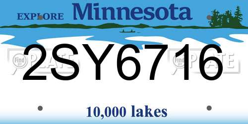 2SY6716 Minnesota License Plate