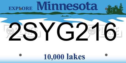 2SYG216 Minnesota License Plate