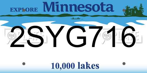 2SYG716 Minnesota License Plate