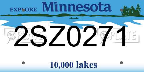 2SZ0271 Minnesota License Plate