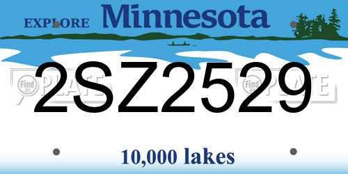 2SZ2529 Minnesota License Plate