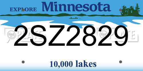 2SZ2829 Minnesota License Plate