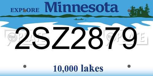 2SZ2879 Minnesota License Plate