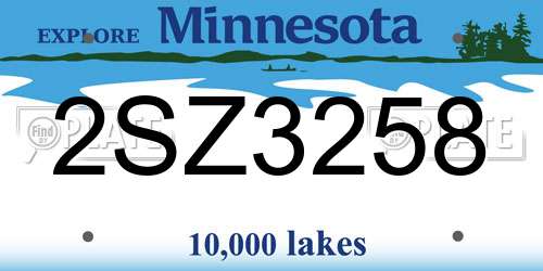 2SZ3258 Minnesota License Plate