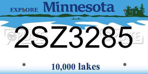 2SZ3285 Minnesota License Plate