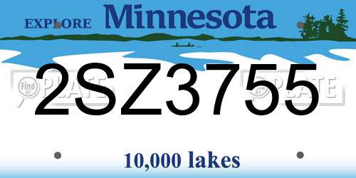 2SZ3755 Minnesota License Plate