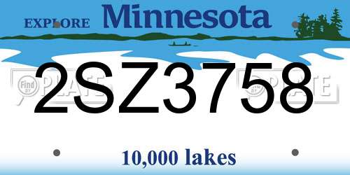 2SZ3758 Minnesota License Plate
