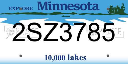 2SZ3785 Minnesota License Plate