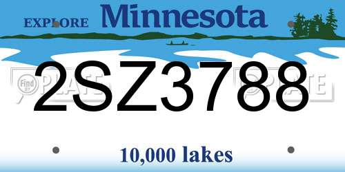 2SZ3788 Minnesota License Plate