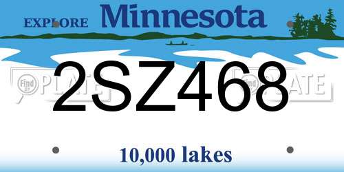 2SZ468 Minnesota License Plate