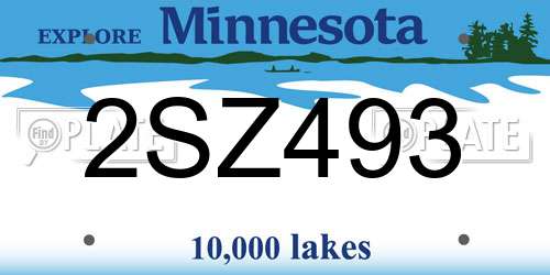 2SZ493 Minnesota License Plate
