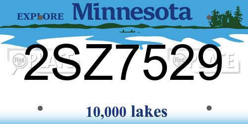 2SZ7529 Minnesota License Plate