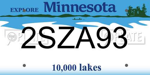 2SZA93 Minnesota License Plate