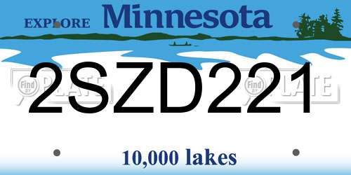 2SZD221 Minnesota License Plate