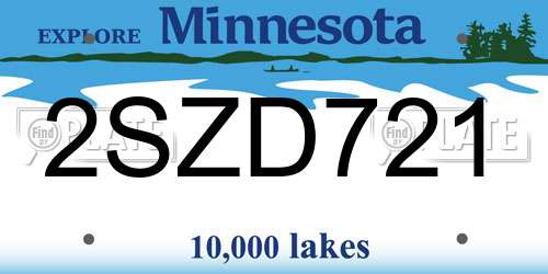 2SZD721 Minnesota License Plate