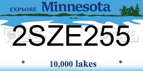 2SZE255 Minnesota License Plate