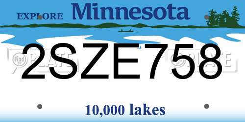 2SZE758 Minnesota License Plate
