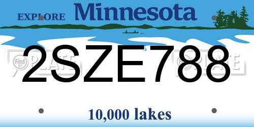 2SZE788 Minnesota License Plate