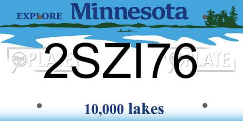 2SZI76 Minnesota License Plate
