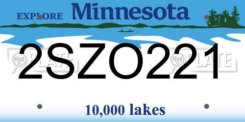 2SZO221 Minnesota License Plate