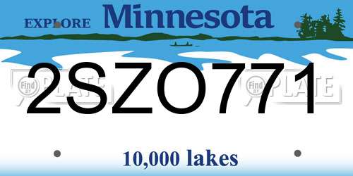 2SZO771 Minnesota License Plate
