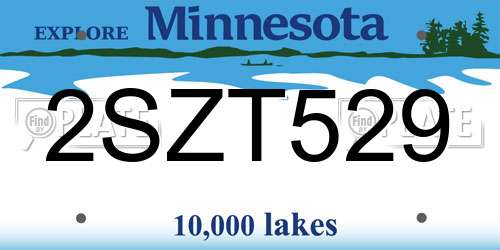 2SZT529 Minnesota License Plate